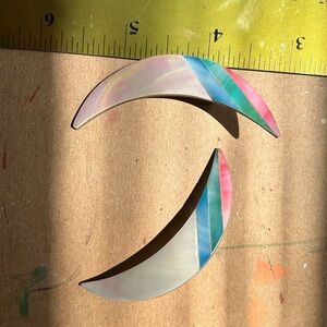 Vintage Crescent Moon Iridescent Crescent Earrings - Abalone vintage earrings